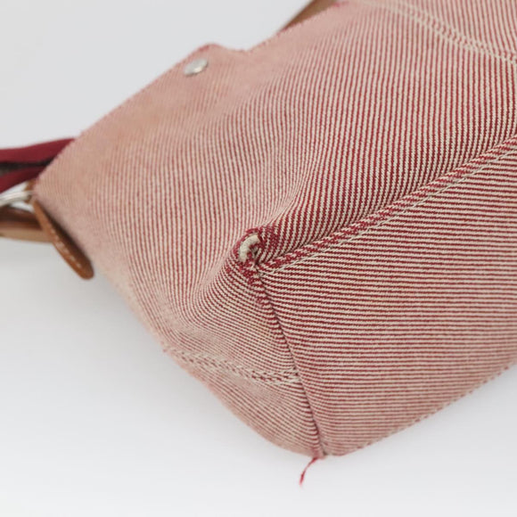 BURBERRY Nova Check Blue Label Shoulder Bag Canvas Red Silver Auth ti3084