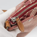 BURBERRY Nova Check Blue Label Shoulder Bag Canvas Red Silver Auth ti3084-10