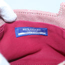BURBERRY Nova Check Blue Label Shoulder Bag Canvas Red Silver Auth ti3084-17