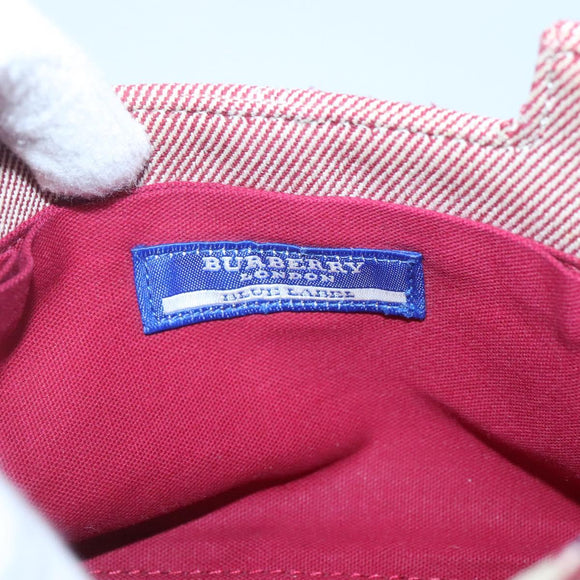 BURBERRY Nova Check Blue Label Shoulder Bag Canvas Red Silver Auth ti3084