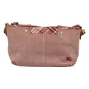 BURBERRY Nova Check Blue Label Shoulder Bag Canvas Red Silver Auth ti3084-13