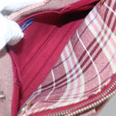 BURBERRY Nova Check Blue Label Shoulder Bag Canvas Red Silver Auth ti3084-21