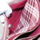 BURBERRY Nova Check Blue Label Shoulder Bag Canvas Red Silver Auth ti3084-12