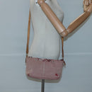 BURBERRY Nova Check Blue Label Shoulder Bag Canvas Red Silver Auth ti3084-22