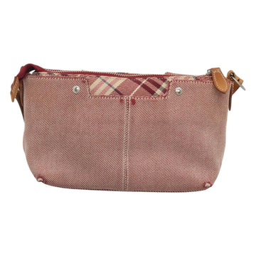 BURBERRY Nova Check Blue Label Shoulder Bag Canvas Red Silver Auth ti3084 - 0