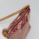 BURBERRY Nova Check Blue Label Shoulder Bag Canvas Red Silver Auth ti3084-6