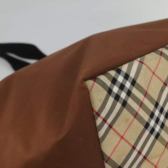 Burberrys Nova Check Tote Bag Nylon Brown Auth ti3085