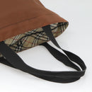 Burberrys Nova Check Tote Bag Nylon Brown Auth ti3085-7