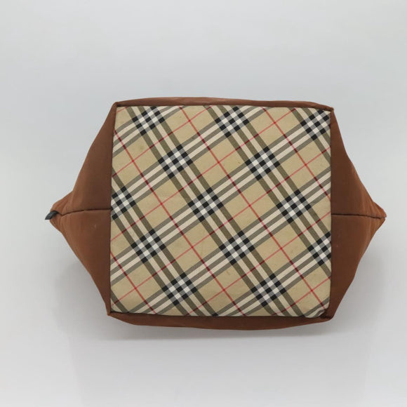 Burberrys Nova Check Tote Bag Nylon Brown Auth ti3085