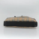 Burberrys Nova Check Blue Label Hand Bag Nylon Beige Silver Auth ti3086-5