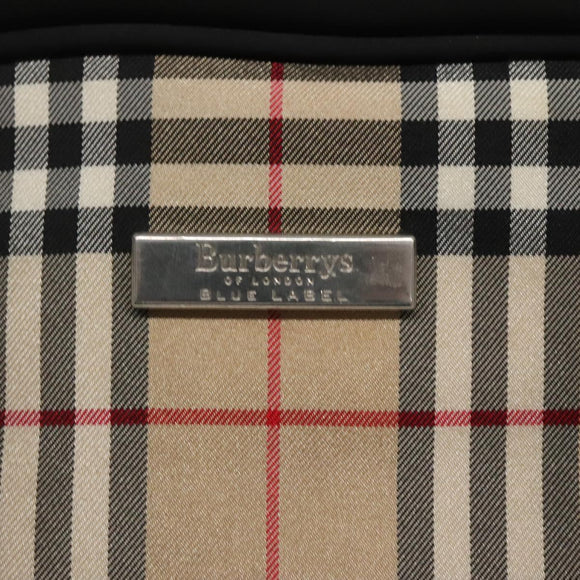 Burberrys Nova Check Blue Label Hand Bag Nylon Beige Silver Auth ti3086