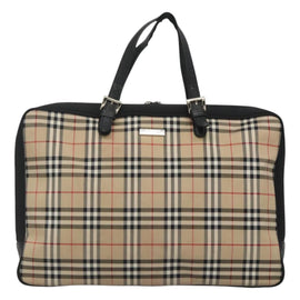 Burberrys Nova Check Blue Label Hand Bag Nylon Beige Silver Auth ti3086 - 0