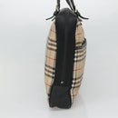 Burberrys Nova Check Blue Label Hand Bag Nylon Beige Silver Auth ti3086-3