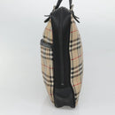 Burberrys Nova Check Blue Label Hand Bag Nylon Beige Silver Auth ti3086-4