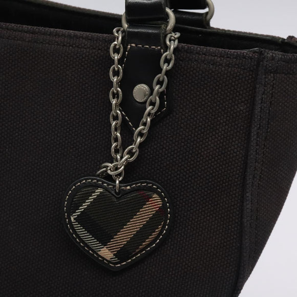 BURBERRY Hand Bag Canvas Black Silver Auth ti3087
