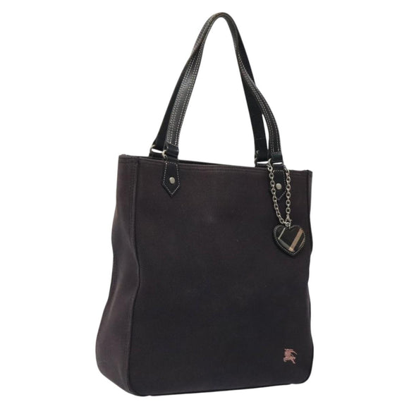 BURBERRY Hand Bag Canvas Black Silver Auth ti3087