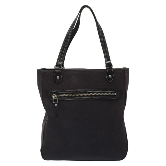 BURBERRY Hand Bag Canvas Black Silver Auth ti3087