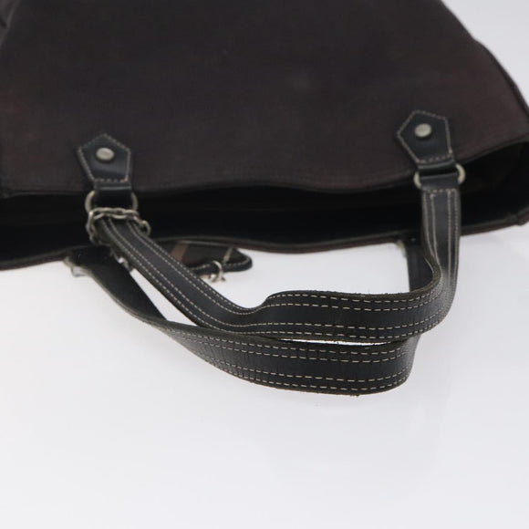 BURBERRY Hand Bag Canvas Black Silver Auth ti3087