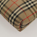 Burberrys Nova Check Clutch Bag Canvas Beige Silver Auth ti3090-16