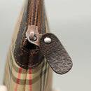 Burberrys Nova Check Clutch Bag Canvas Beige Silver Auth ti3090-8