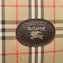 Burberrys Nova Check Clutch Bag Canvas Beige Silver Auth ti3090-9