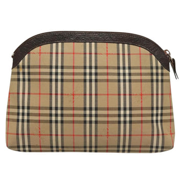 Burberrys Nova Check Clutch Bag Canvas Beige Silver Auth ti3090 - 0