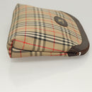 Burberrys Nova Check Clutch Bag Canvas Beige Silver Auth ti3090-3