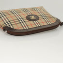 Burberrys Nova Check Clutch Bag Canvas Beige Silver Auth ti3090-5