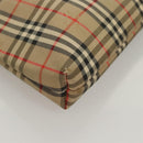 Burberrys Nova Check Clutch Bag Canvas Beige Silver Auth ti3090-7