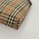 Burberrys Nova Check Clutch Bag Canvas Beige Silver Auth ti3090-14