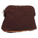 HERMES Bolide PM Pouch Canvas Brown Silver Auth ti3093-1