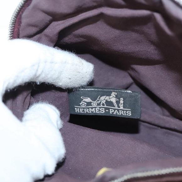 HERMES Bolide PM Pouch Canvas Brown Silver Auth ti3093