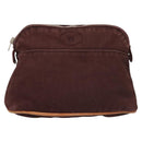 HERMES Bolide PM Pouch Canvas Brown Silver Auth ti3093-2