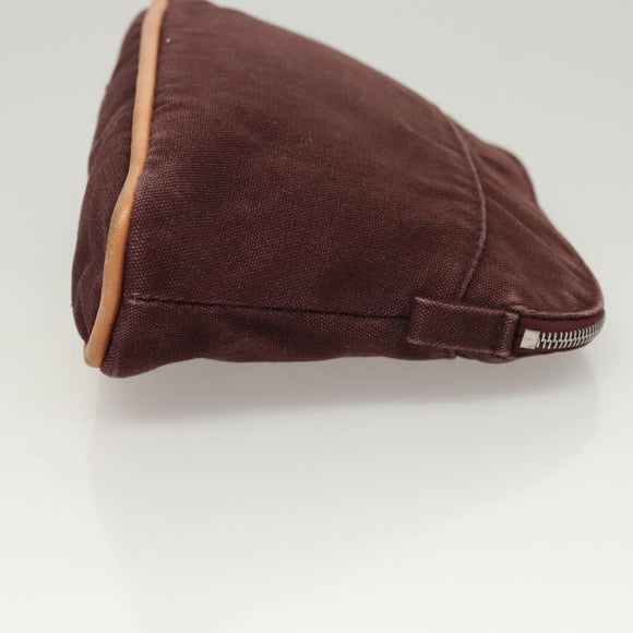 HERMES Bolide PM Pouch Canvas Brown Silver Auth ti3093