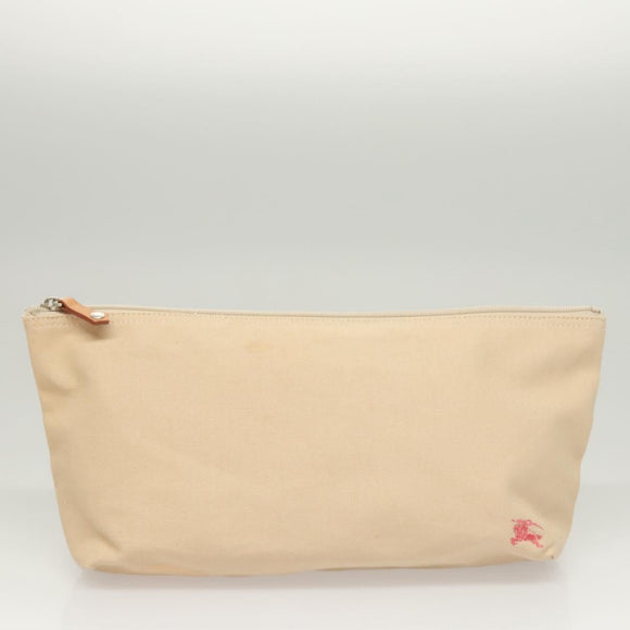 BURBERRY Blue Label Shoulder Bag Canvas White Pink Silver Auth ti3095