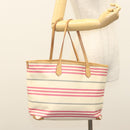 BURBERRY Blue Label Shoulder Bag Canvas White Pink Silver Auth ti3095-29