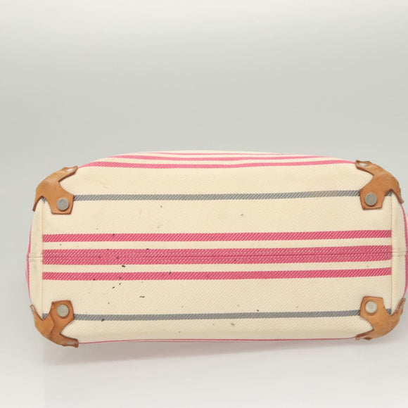 BURBERRY Blue Label Shoulder Bag Canvas White Pink Silver Auth ti3095