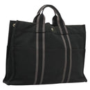 HERMES Fourre Tout MM Hand Bag Canvas Black Silver Auth ti3098-1