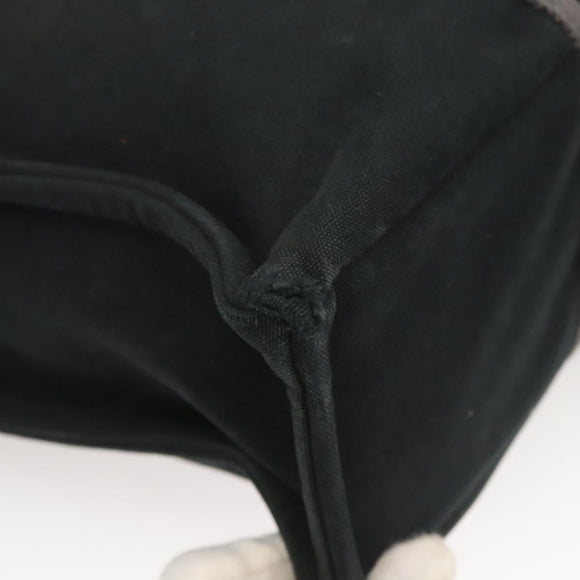 HERMES Fourre Tout MM Hand Bag Canvas Black Silver Auth ti3098