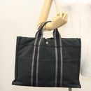 HERMES Fourre Tout MM Hand Bag Canvas Black Silver Auth ti3098-22
