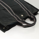 HERMES Fourre Tout MM Hand Bag Canvas Black Silver Auth ti3098-6