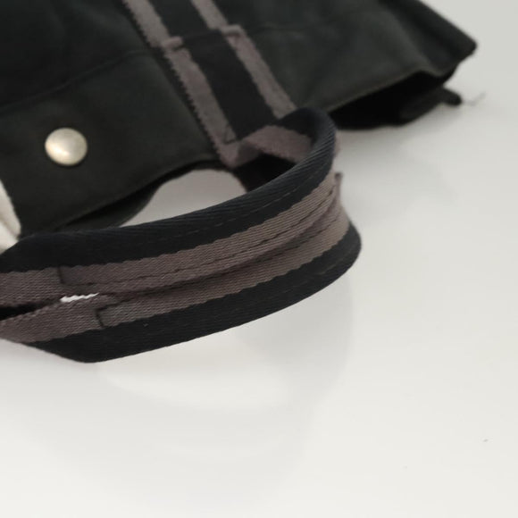 HERMES Fourre Tout MM Hand Bag Canvas Black Silver Auth ti3098