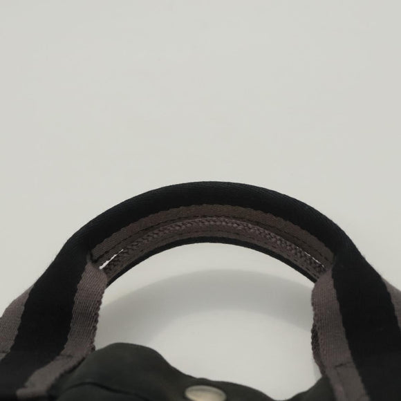 HERMES Fourre Tout MM Hand Bag Canvas Black Silver Auth ti3098