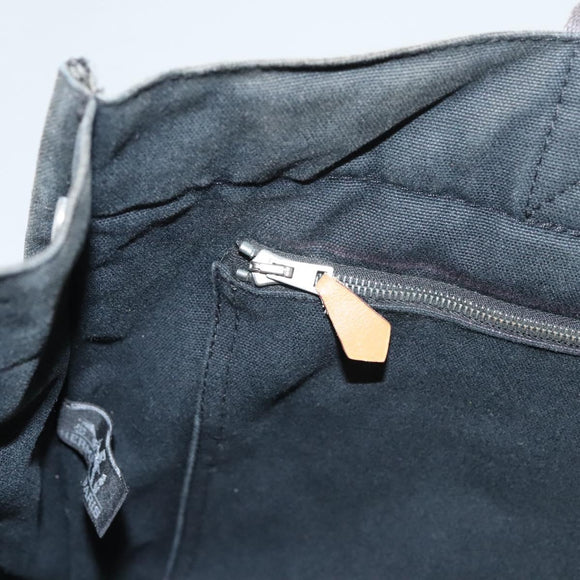 HERMES Fourre Tout MM Hand Bag Canvas Black Silver Auth ti3099