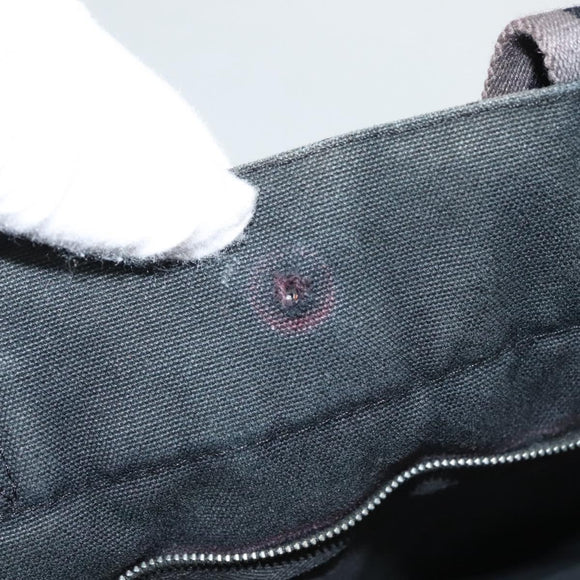 HERMES Fourre Tout MM Hand Bag Canvas Black Silver Auth ti3099