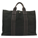 HERMES Fourre Tout MM Hand Bag Canvas Black Silver Auth ti3099-13