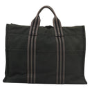HERMES Fourre Tout MM Hand Bag Canvas Black Silver Auth ti3099-2