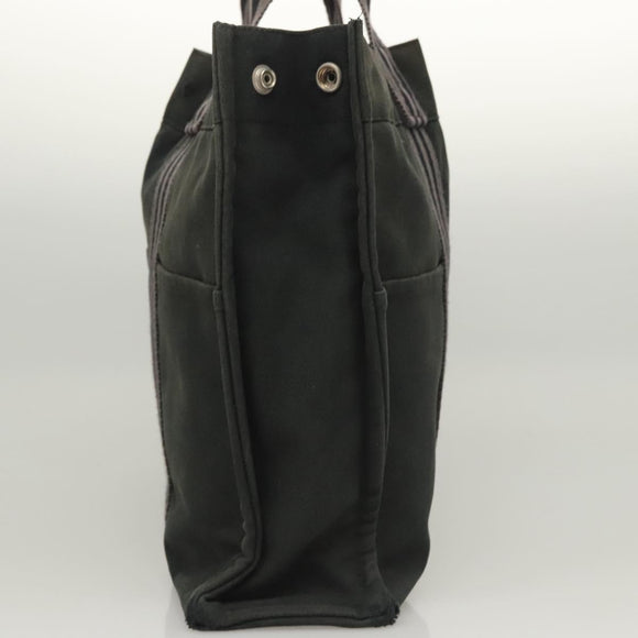 HERMES Fourre Tout MM Hand Bag Canvas Black Silver Auth ti3099