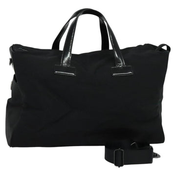 Burberrys Black label Hand Bag Canvas 2way Black Auth ti3104