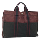 HERMES Fourre Tout MM Hand Bag Canvas Wine Red Auth ti3105-1